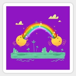 Cute rainbow puke chicks Sticker